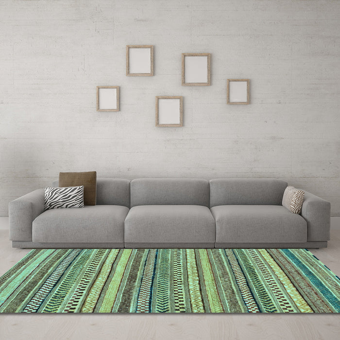 Machine Washable Oriental Light Blue Modern Rug in a Living Room, wshabs2255lblu