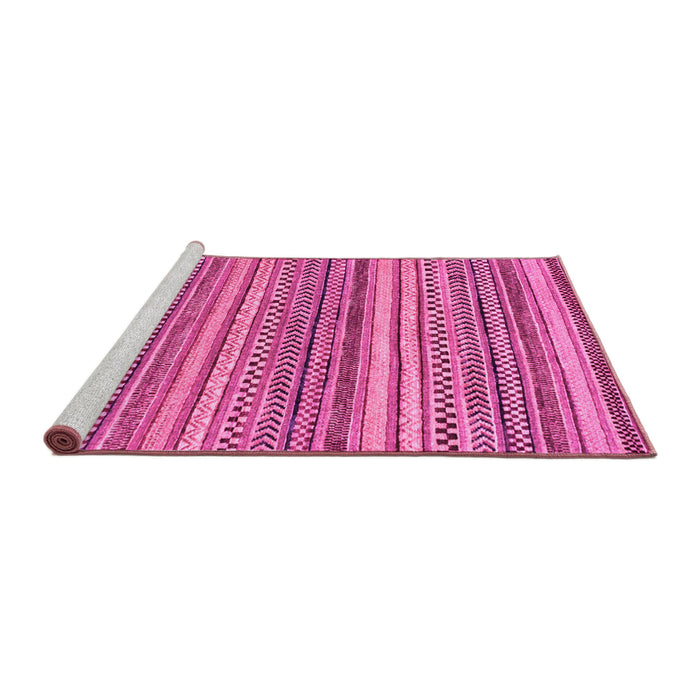 Sideview of Machine Washable Oriental Pink Modern Rug, wshabs2255pnk