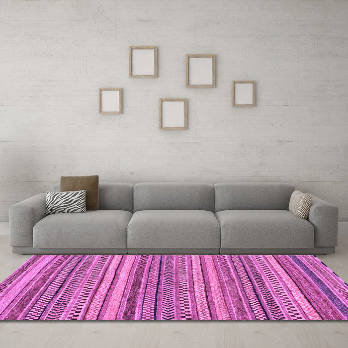 Machine Washable Oriental Purple Modern Area Rugs in a Living Room, wshabs2255pur