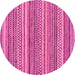 Round Machine Washable Oriental Pink Modern Rug, wshabs2255pnk