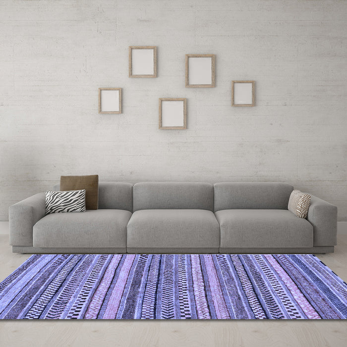 Machine Washable Oriental Blue Modern Rug in a Living Room, wshabs2255blu