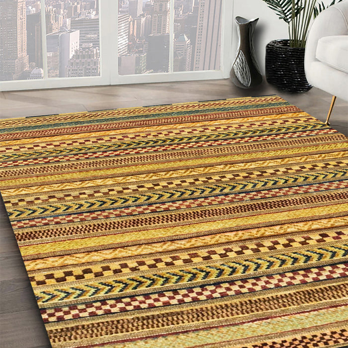 Abstract Orange Oriental Rug in Family Room, abs2255