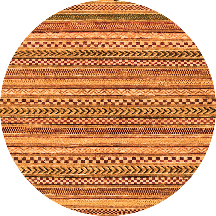 Round Machine Washable Oriental Orange Modern Area Rugs, wshabs2255org