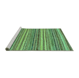 Sideview of Machine Washable Oriental Turquoise Modern Area Rugs, wshabs2255turq