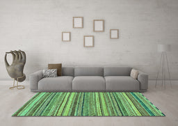 Machine Washable Oriental Turquoise Modern Area Rugs in a Living Room,, wshabs2255turq