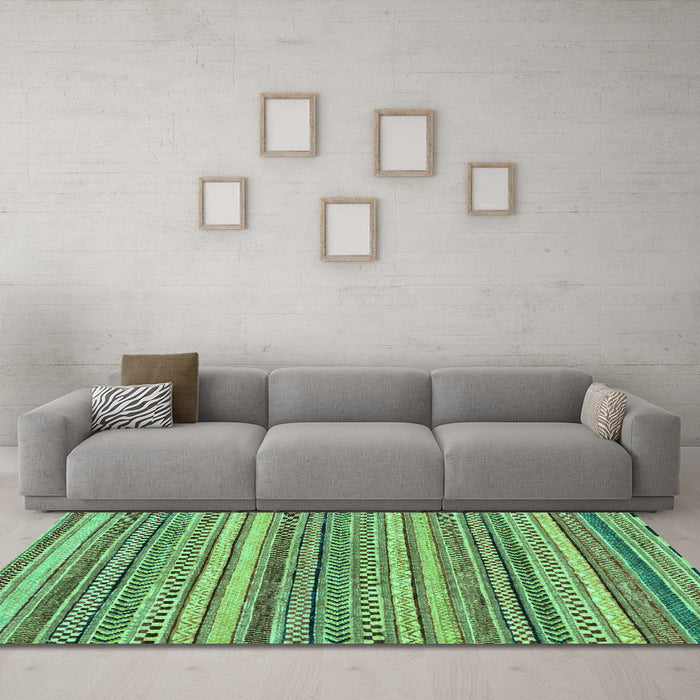 Machine Washable Oriental Turquoise Modern Area Rugs in a Living Room,, wshabs2255turq