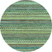 Round Oriental Light Blue Modern Rug, abs2255lblu