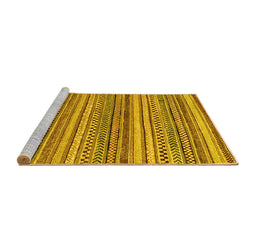 Sideview of Machine Washable Oriental Yellow Modern Rug, wshabs2255yw