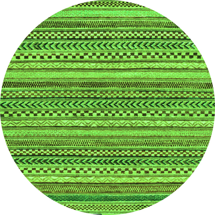 Round Machine Washable Oriental Green Modern Area Rugs, wshabs2255grn