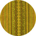 Round Machine Washable Oriental Yellow Modern Rug, wshabs2256yw