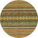 Round Machine Washable Abstract Orange Rug, wshabs2256