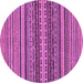 Round Machine Washable Oriental Purple Modern Area Rugs, wshabs2256pur