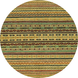 Round Abstract Orange Gold Oriental Rug, abs2256