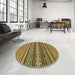 Round Machine Washable Abstract Orange Rug in a Office, wshabs2256