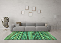 Machine Washable Oriental Turquoise Modern Area Rugs in a Living Room,, wshabs2256turq