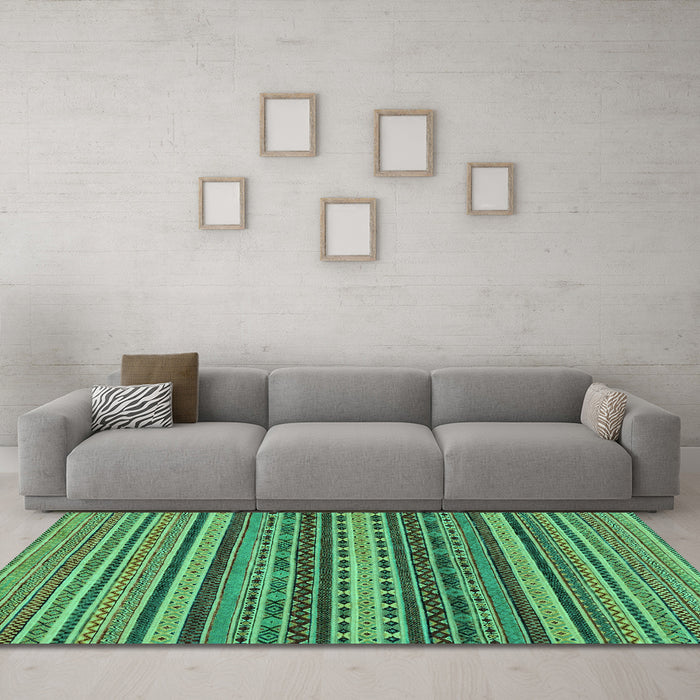 Machine Washable Oriental Turquoise Modern Area Rugs in a Living Room,, wshabs2256turq