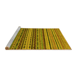 Sideview of Machine Washable Oriental Yellow Modern Rug, wshabs2256yw