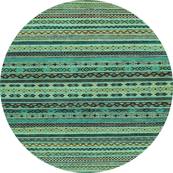 Round Oriental Light Blue Modern Rug, abs2256lblu