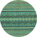 Round Oriental Light Blue Modern Rug, abs2256lblu