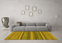 Machine Washable Oriental Yellow Modern Rug in a Living Room, wshabs2256yw