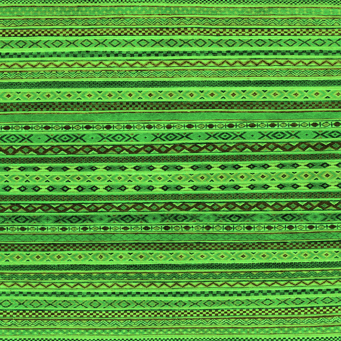 Square Machine Washable Oriental Green Modern Area Rugs, wshabs2256grn