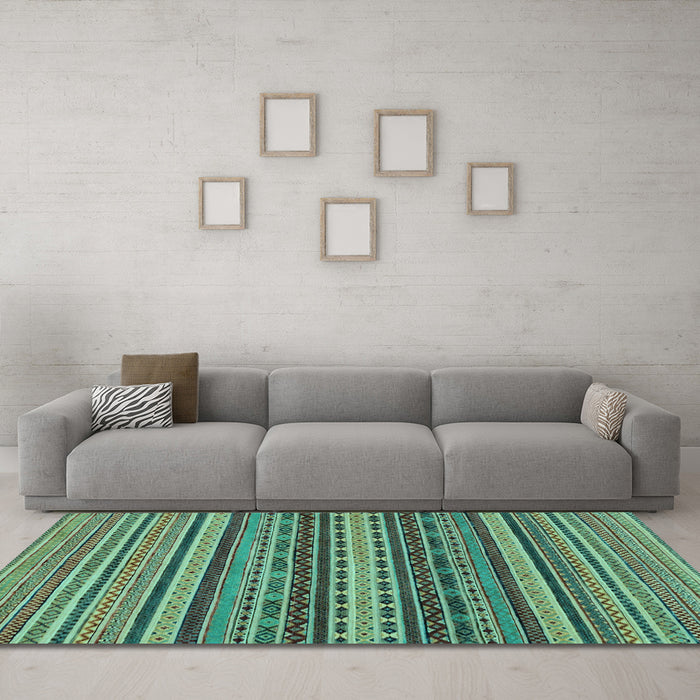 Machine Washable Oriental Light Blue Modern Rug in a Living Room, wshabs2256lblu