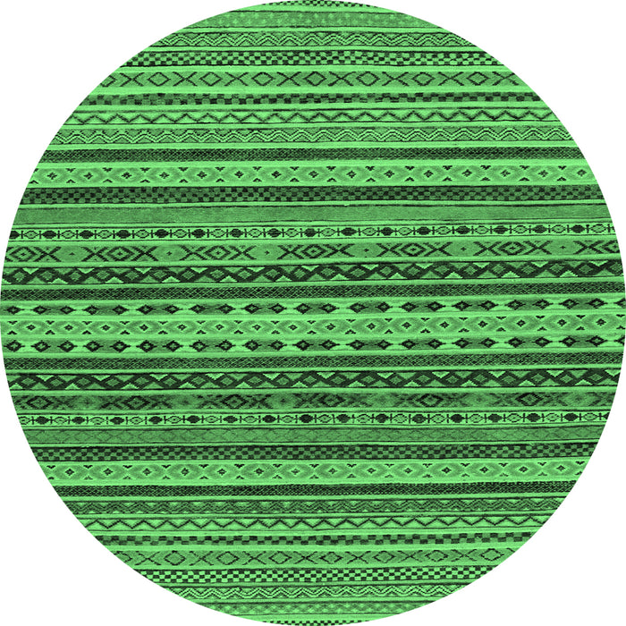 Round Machine Washable Oriental Emerald Green Modern Area Rugs, wshabs2256emgrn