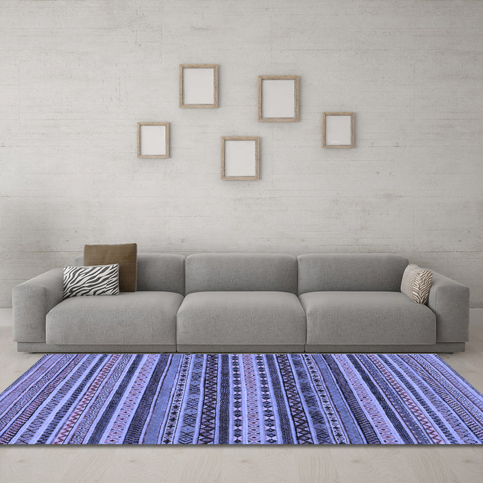 Machine Washable Oriental Blue Modern Rug in a Living Room, wshabs2256blu