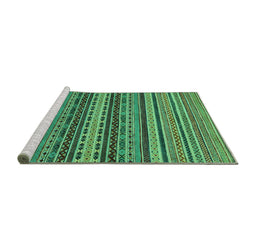 Sideview of Machine Washable Oriental Turquoise Modern Area Rugs, wshabs2256turq