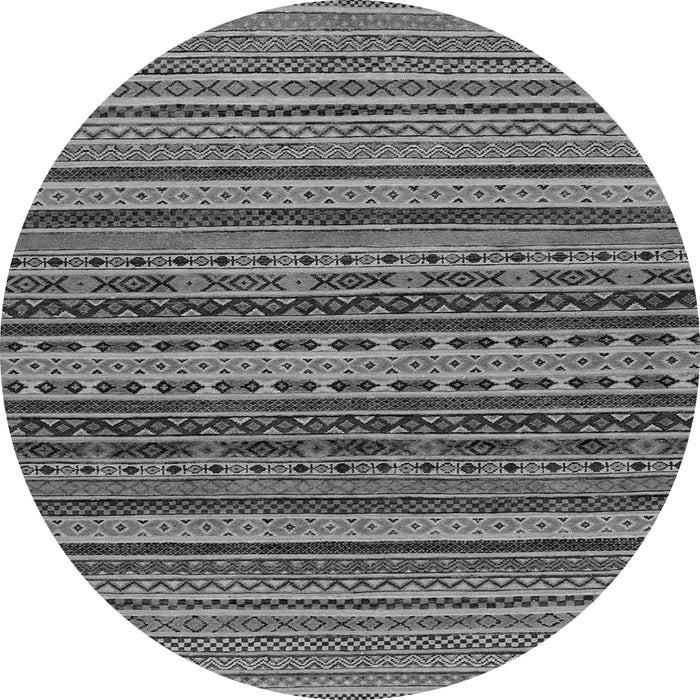 Round Machine Washable Oriental Gray Modern Rug, wshabs2256gry