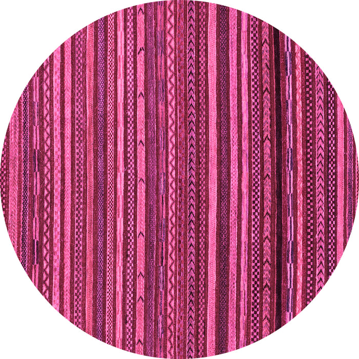 Round Machine Washable Oriental Pink Modern Rug, wshabs2257pnk
