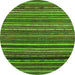 Round Machine Washable Oriental Green Modern Area Rugs, wshabs2257grn