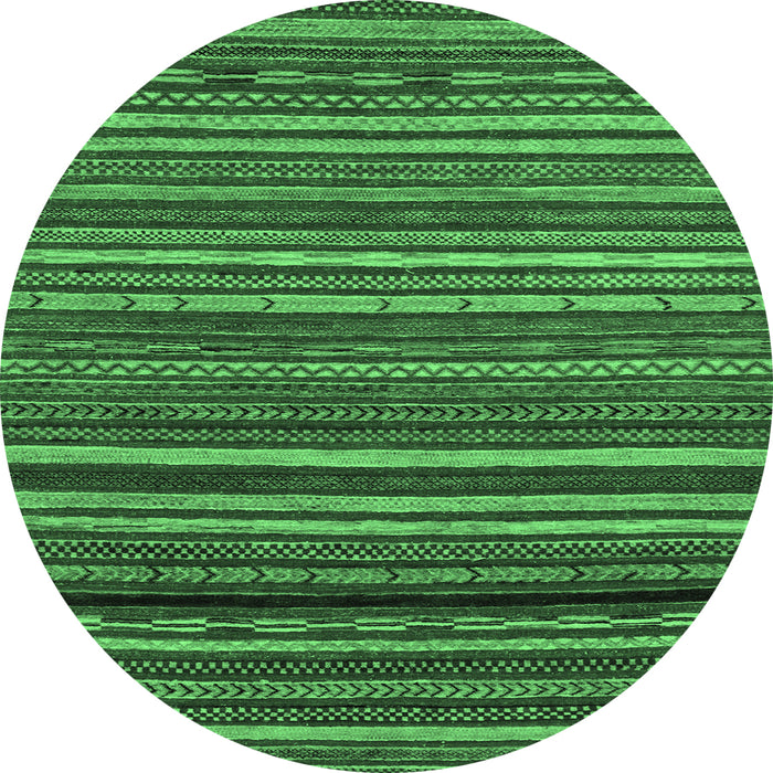 Round Machine Washable Oriental Emerald Green Modern Area Rugs, wshabs2257emgrn