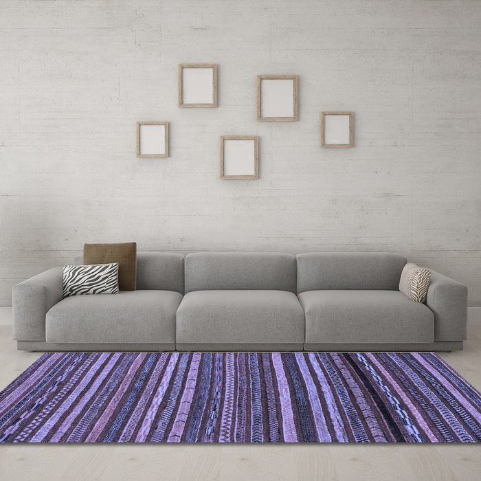 Machine Washable Oriental Blue Modern Rug in a Living Room, wshabs2257blu