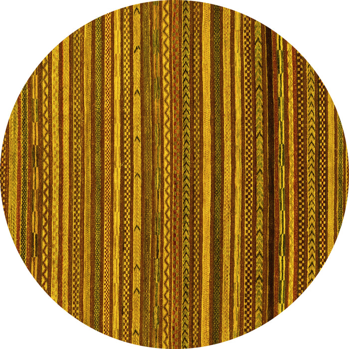 Round Machine Washable Oriental Yellow Modern Rug, wshabs2257yw