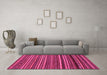 Machine Washable Oriental Pink Modern Rug in a Living Room, wshabs2257pnk