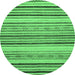 Round Machine Washable Oriental Emerald Green Modern Area Rugs, wshabs2258emgrn