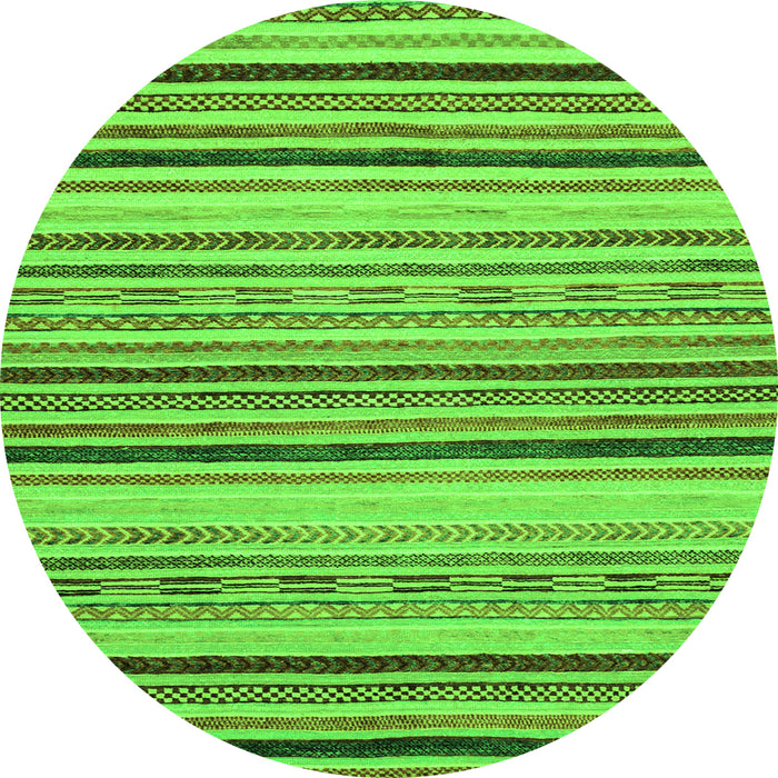 Round Machine Washable Oriental Green Modern Area Rugs, wshabs2258grn
