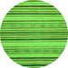 Round Machine Washable Oriental Green Modern Area Rugs, wshabs2258grn