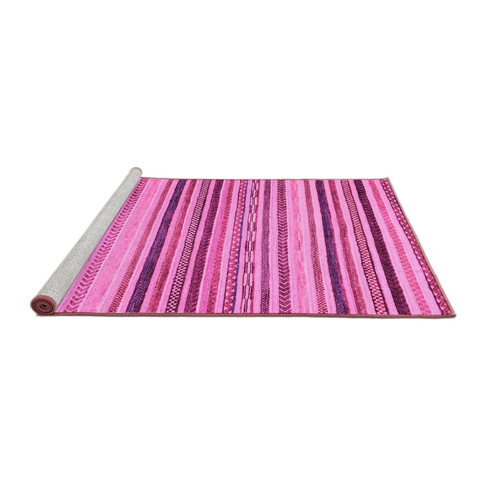 Sideview of Machine Washable Oriental Pink Modern Rug, wshabs2258pnk