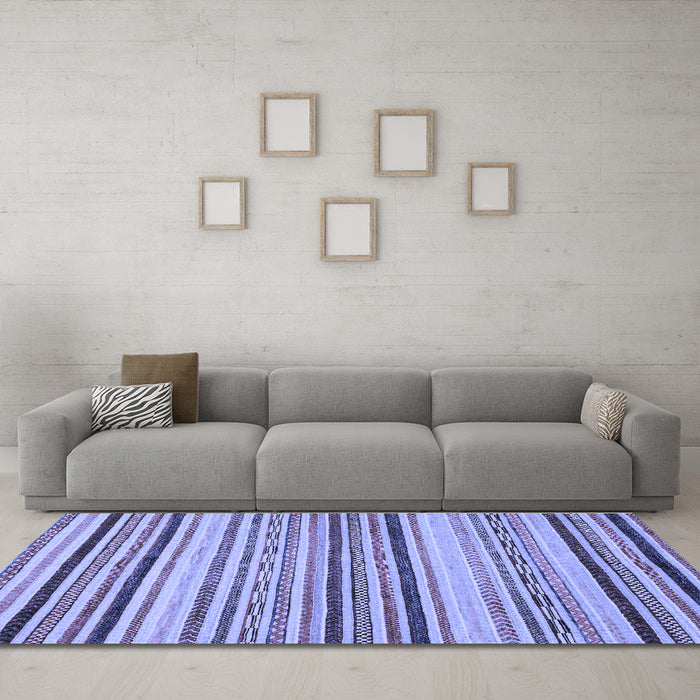 Machine Washable Oriental Blue Modern Rug in a Living Room, wshabs2258blu