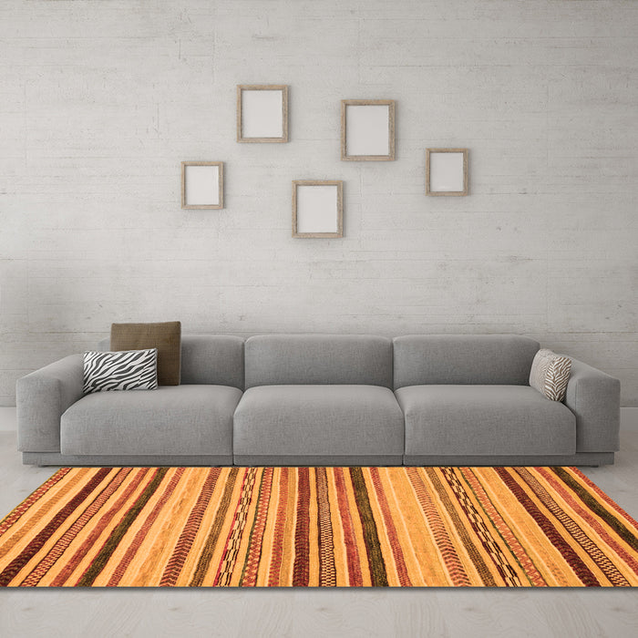 Machine Washable Oriental Orange Modern Area Rugs in a Living Room, wshabs2258org