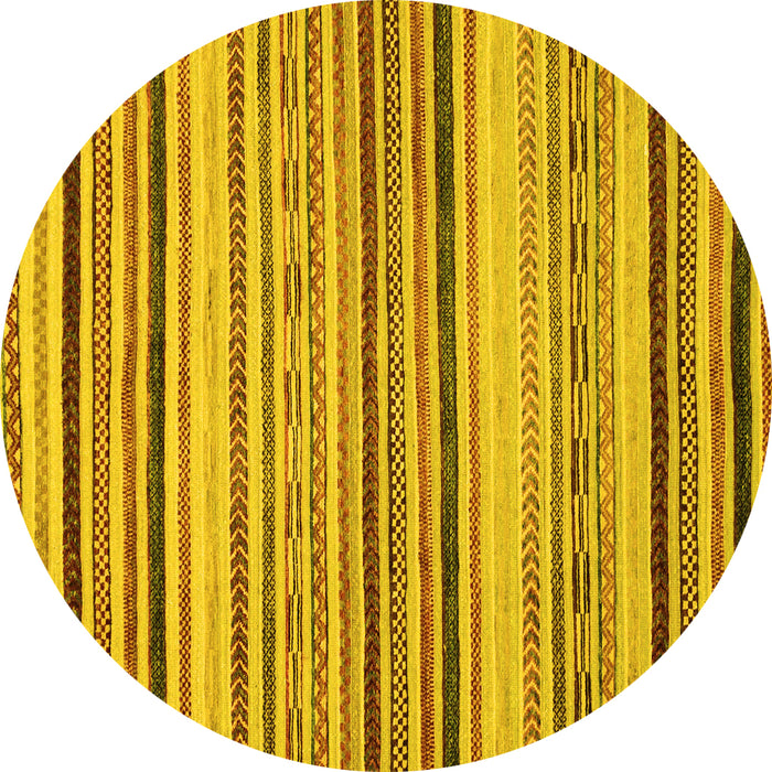 Round Machine Washable Oriental Yellow Modern Rug, wshabs2258yw