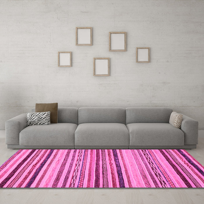 Machine Washable Oriental Pink Modern Rug in a Living Room, wshabs2258pnk