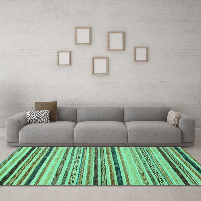 Machine Washable Oriental Turquoise Modern Area Rugs in a Living Room,, wshabs2258turq