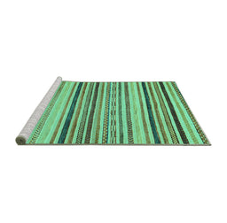 Sideview of Machine Washable Oriental Turquoise Modern Area Rugs, wshabs2258turq