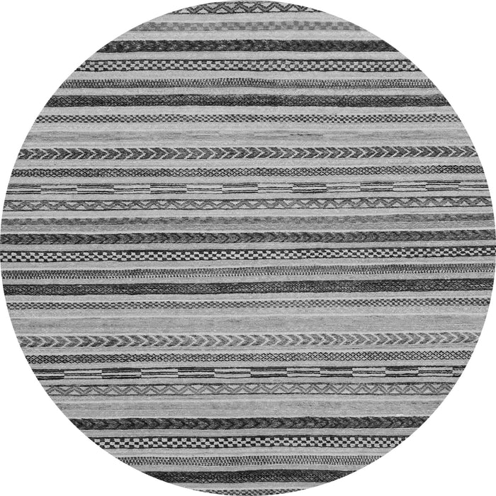 Round Machine Washable Oriental Gray Modern Rug, wshabs2258gry