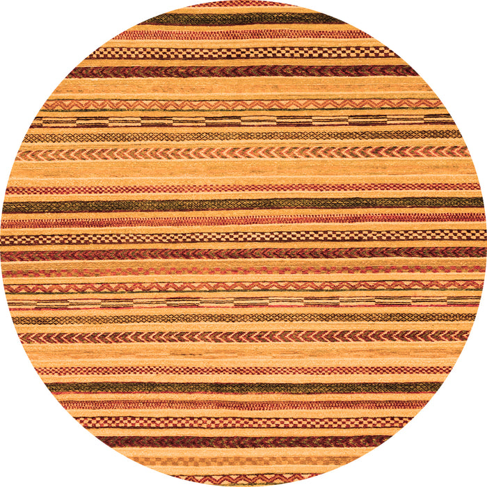 Round Machine Washable Oriental Orange Modern Area Rugs, wshabs2258org