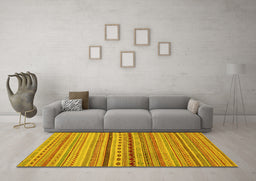 Machine Washable Oriental Yellow Modern Rug in a Living Room, wshabs2259yw