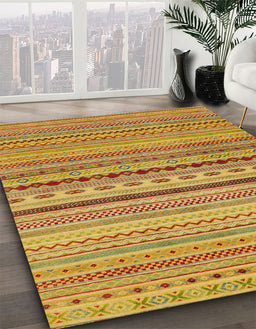 Machine Washable Abstract Yellow Rug in a Family Room, wshabs2259